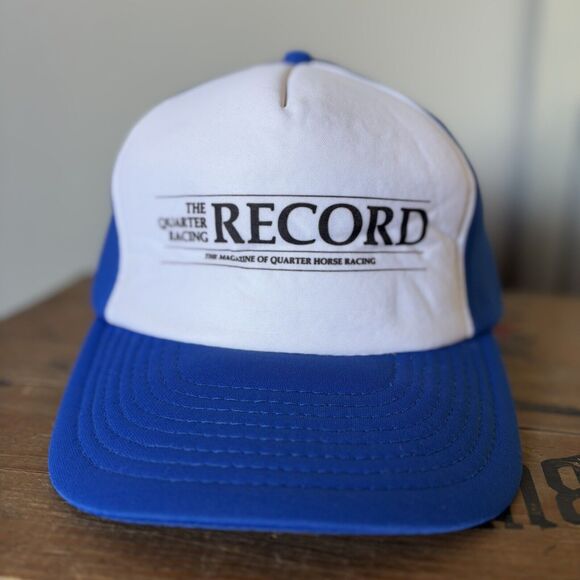 Vintage 80s Trucker Hat Record Quarter Horse Racing Magazine Foam Snapback New - Picture 8 of 15